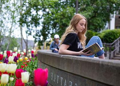 students studying in Martin square